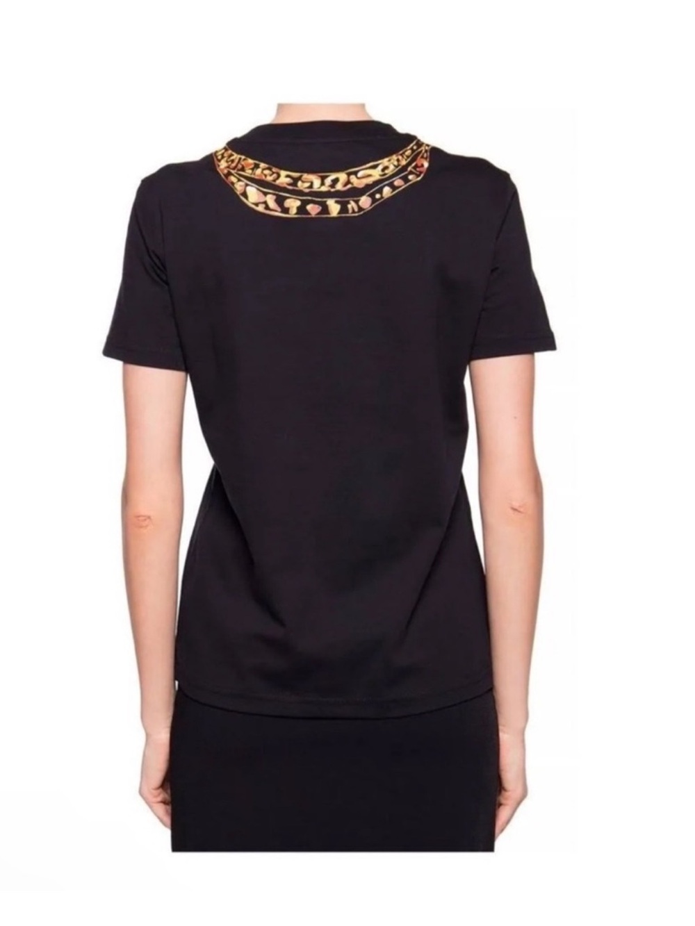 New! Moschino Couture Chain Print Graphic T-Shirt Black Gold Statement Tee - Picture 3 of 9